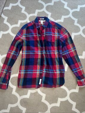 Men's Plaid Button-Down Shirt in Pink and Navy - Casual Long Sleeve